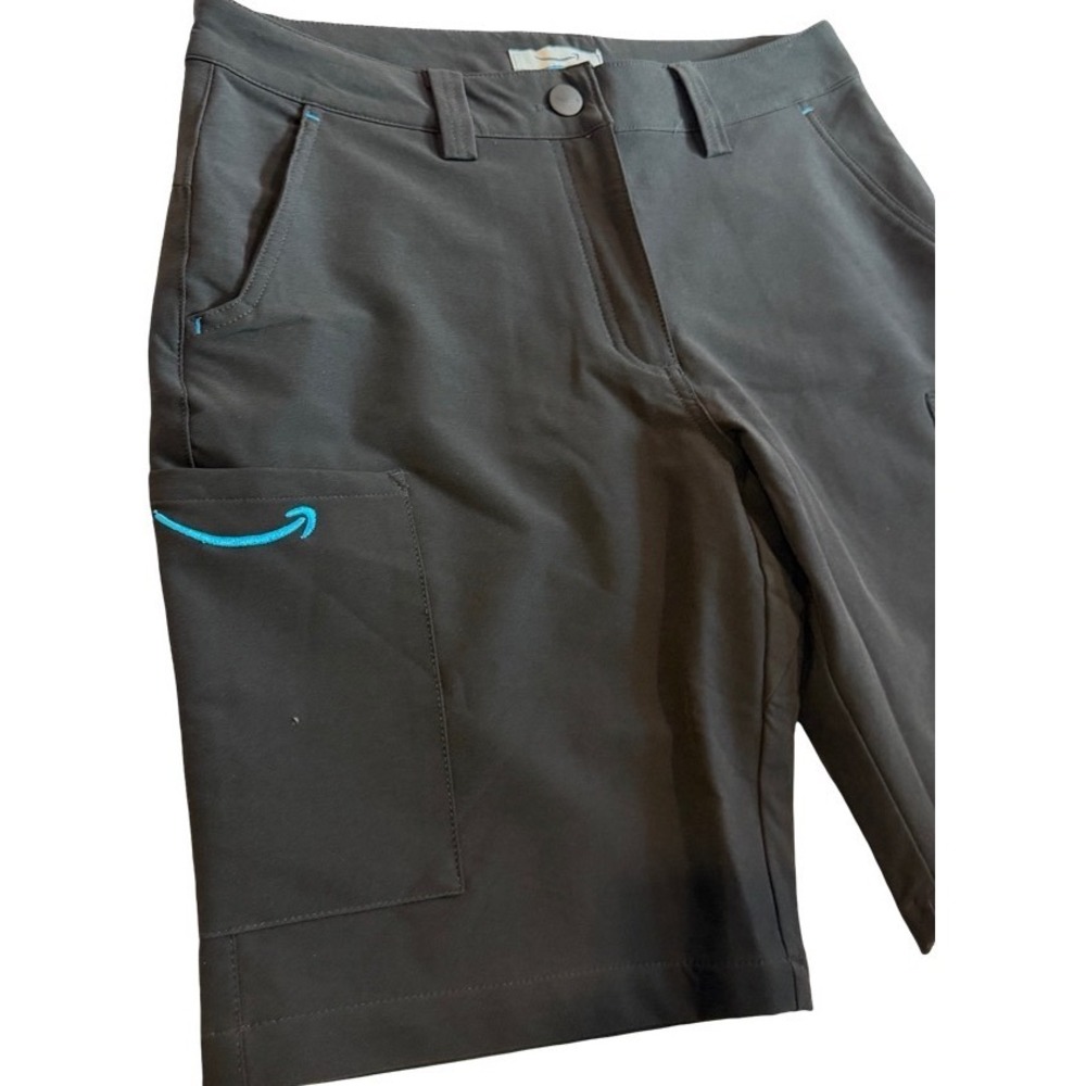 Amazon Employee Uniform Cargo Shorts Black Women Large Workwear Utility Logo - Picture 2 of 5